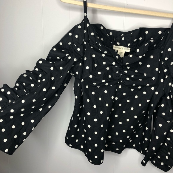 silent + noise polka dot ruffle off shoulder top - Picture 7 of 7